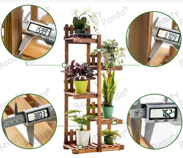 Beauty Panda® Teak Wood Multipurpose Plant Stand/Pot Stand | Living Room Side Stand/Flower Pot Stand | Vase Stand | Indoor Outdoor Planter Display Shelving (LA5, Natural Wood)
