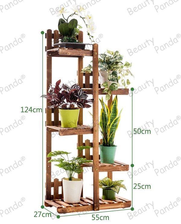 Beauty Panda® Teak Wood Multipurpose Plant Stand/Pot Stand | Living Room Side Stand/Flower Pot Stand | Vase Stand | Indoor Outdoor Planter Display Shelving (LA5, Natural Wood)
