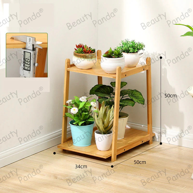 Beauty Panda Teak Wood Indoor/Outdoor Plant Stand for Home Garden Balcony Living Room Decor (BH2)