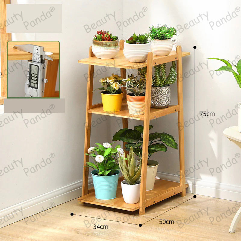 Beauty Panda Teak Wood Indoor/Outdoor Plant Stand for Home Garden Balcony Living Room Decor (BH3)