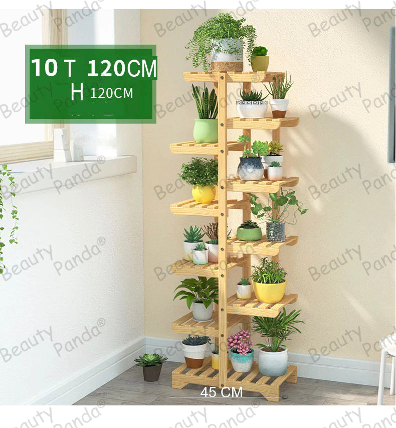 Beauty Panda Teak Wood Indoor/Outdoor Plant Stand for Home Garden Balcony Living Room Decor (L10)