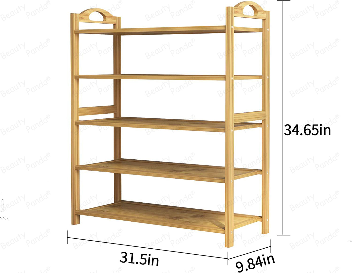 Beauty Panda Teak Wood Shoe Rack 5-Tier Shoe Storage Organizer Entryway Shoe Shelf (SH11T5)