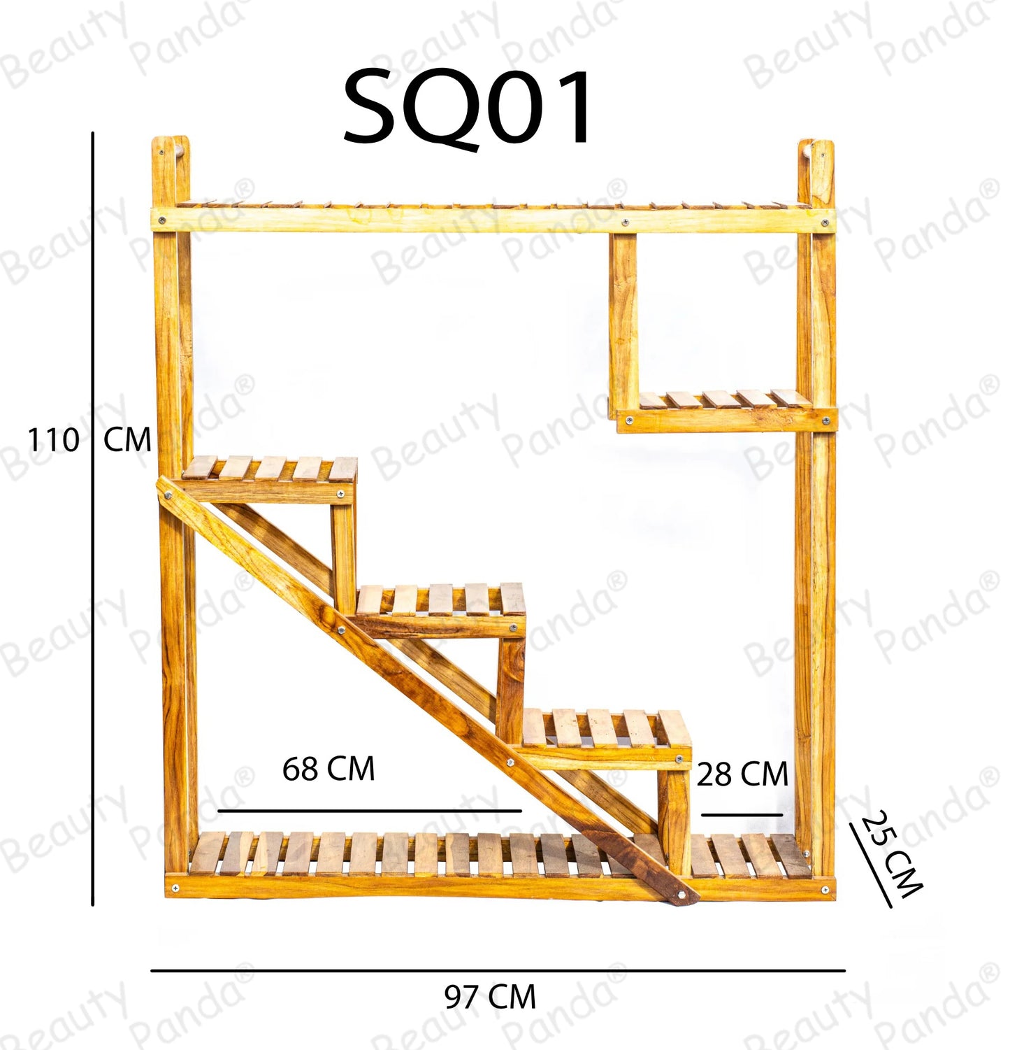 Beauty Panda Teak Wood Indoor/Outdoor Plant Stand for Home Garden Balcony Living Room Decor (SQ01)