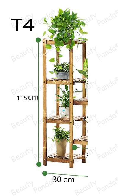 Beauty Panda Teak Wood Indoor/Outdoor Plant Stand for Home Garden Balcony Living Room Decor (T4)