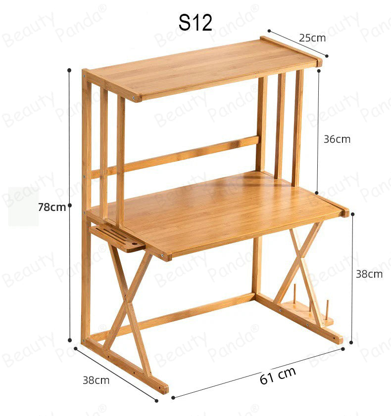 Beauty Panda Teak Wood Spice Rack Organizer - Multipurpose Stand for Kitchen Storage, Microwave & OTG Oven Rack, - 2 Tier Spice Shelf - Stackable Free Standing Space Saving Spice Rack for Countertop , Kitchen (SP12)