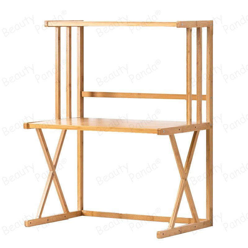 Beauty Panda Teak Wood Spice Rack Organizer - Multipurpose Stand for Kitchen Storage, Microwave & OTG Oven Rack, - 2 Tier Spice Shelf - Stackable Free Standing Space Saving Spice Rack for Countertop , Kitchen (SP12)
