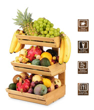 Load image into Gallery viewer, Beauty Panda Wooden 2 Layer Fruit and Vegetable Stand Basket Storage Rack (FT02M)
