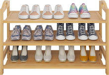 Load image into Gallery viewer, Beauty Panda Teak Wood Shoe Rack 3-Tier Shoe Storage Organizer Entryway Shoe Shelf (SH11T3)
