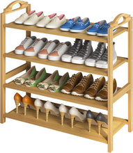 Load image into Gallery viewer, Beauty Panda Teak Wood Shoe Rack 4-Tier Shoe Storage Organizer Entryway Shoe Shelf (SH11T4)
