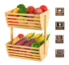 Load image into Gallery viewer, Beauty Panda Wooden 3 Layer Fruit and Vegetable Stand Basket Storage Rack (FT04, S)
