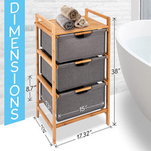 Load image into Gallery viewer, Beauty Panda 3 Section Freestanding Bathroom Organizer with Pull Out Hamper Drawers Wooden Laundry Towel Cabinet Tower Three Part Compartment Sorter Basket for Kids Room (Bin1)
