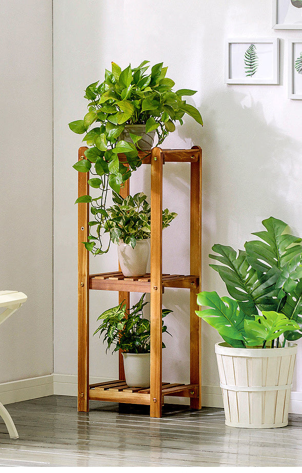 Beauty Panda Teak Wood Indoor/Outdoor Plant Stand for Home Garden Balcony Living Room Decor (T3)
