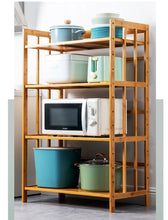 Load image into Gallery viewer, Beauty Panda® Teak Wood 4 Tire Multipurpose Stand for Kitchen Storage, Microwave &amp; OTG Oven Rack, Shoe Rack, Office Organizer, Bookshelf Utensil Kitchen Rack (KT04)
