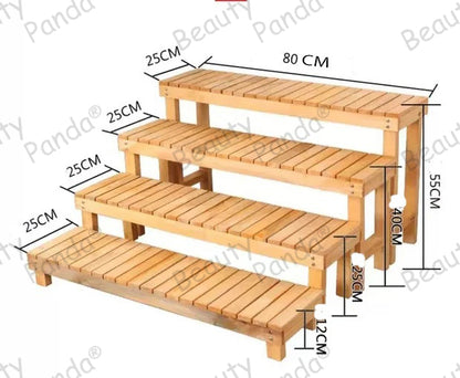 Beauty Panda Teak Wood Indoor/Outdoor Plant Stand for Home Garden Balcony Living Room Decor (BN02SET)
