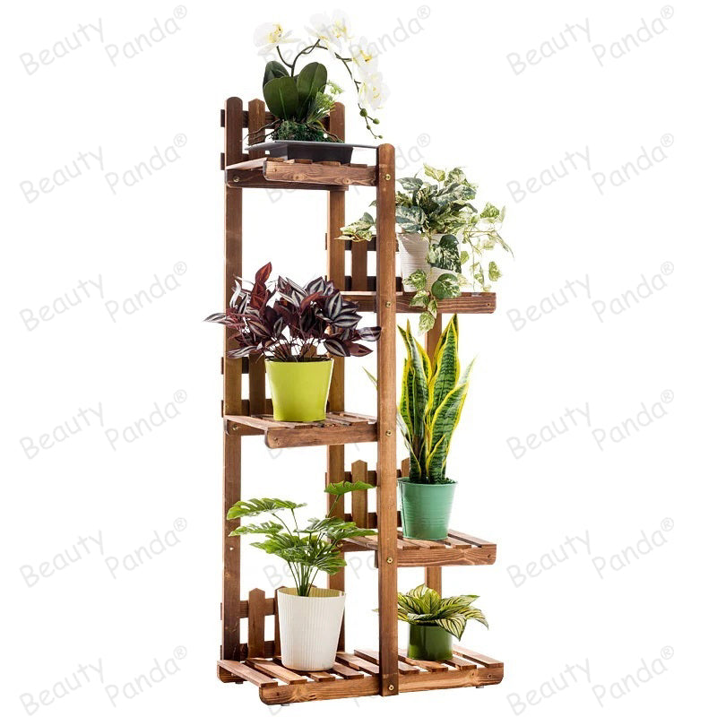 Beauty Panda® Teak Wood Multipurpose Plant Stand/Pot Stand | Living Room Side Stand/Flower Pot Stand | Vase Stand | Indoor Outdoor Planter Display Shelving (LA5, Natural Wood)