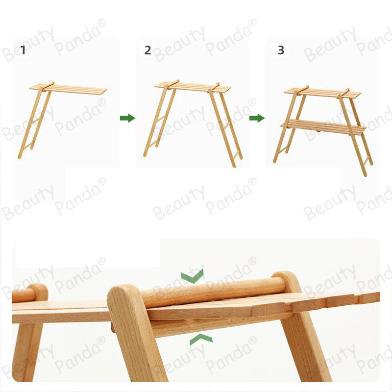 Beauty Panda Teak wood Plant/Flower Stand Rack for Indoors Balcony Terrace Garden (A3)