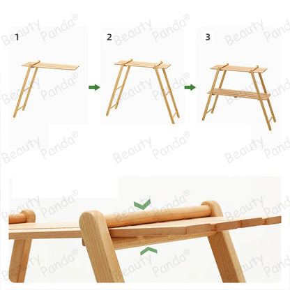 Beauty Panda Teak wood Plant/Flower Stand Rack for Indoors Balcony Terrace Garden (A3)