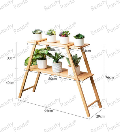 Beauty Panda Teak wood Plant/Flower Stand Rack for Indoors Balcony Terrace Garden (A3)