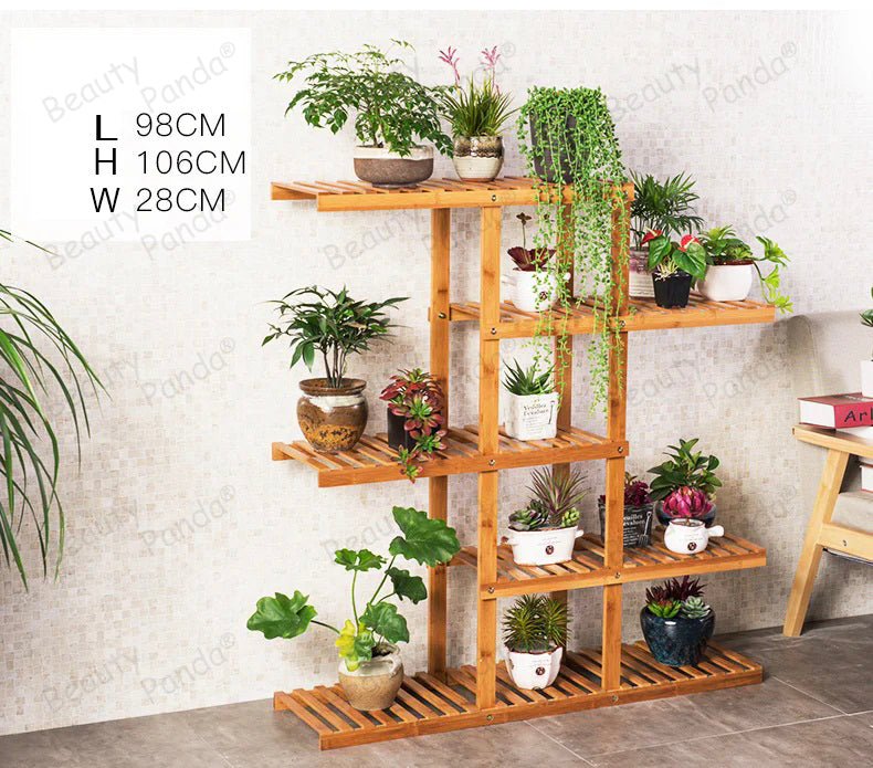 Beauty Panda Teak Wood Indoor/Outdoor Plant Stand for Home Garden Balcony Living Room Decor (LA02L)