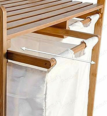 Beauty Panda Wood Foldable Laundry Basket Storage Organizer w/Removable Fabric Liner, Lid, Collapsible Laundry Hamper for Laundry Room, Bathroom, Bedroom, Holds Clothes (Bin5)