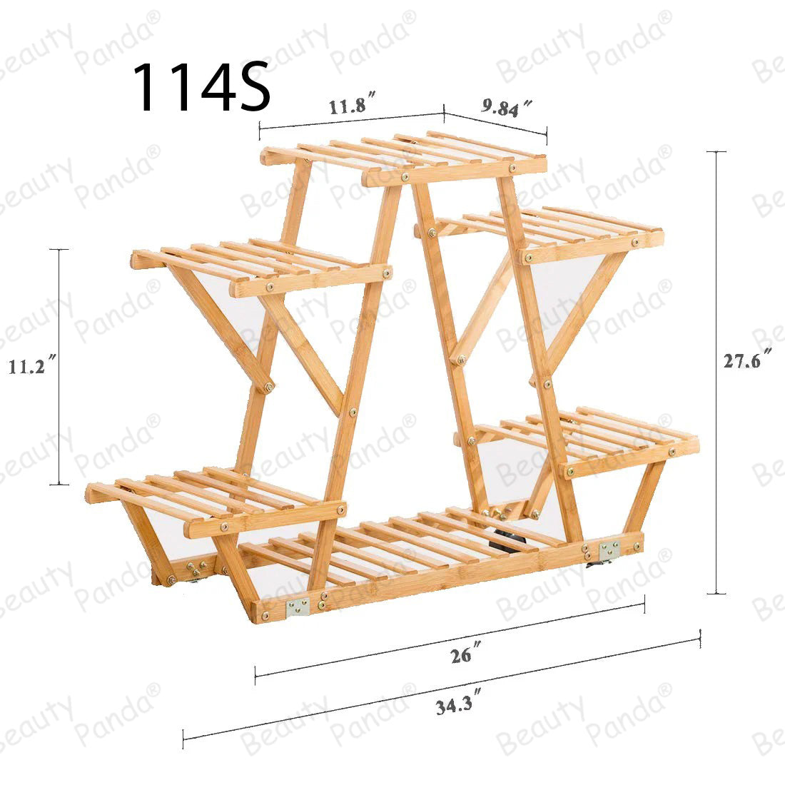 Beauty Panda Teak Wood Indoor/Outdoor Plant Stand for Home Garden Balcony Living Room Decor (114S)