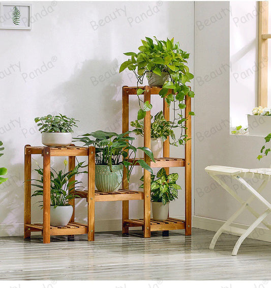 Beauty Panda Teak Wood Indoor/Outdoor Plant Stand for Home Garden Balcony Living Room Decor (T32)