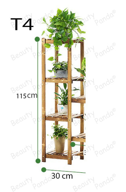 Beauty Panda Teak Wood Indoor/Outdoor Plant Stand for Home Garden Balcony Living Room Decor (T4)