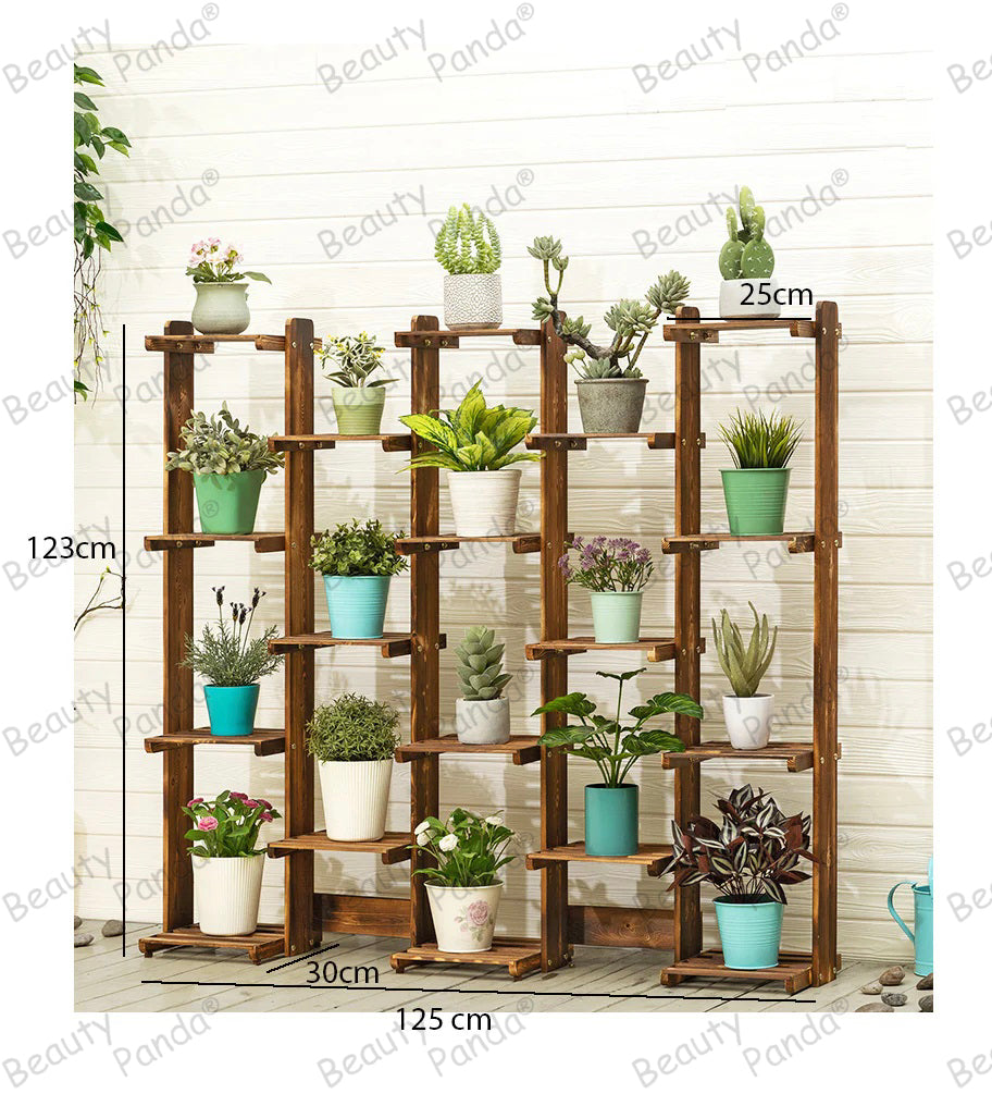 Beauty Panda® Teak Wood Multipurpose Plant Stand Indoor Outdoor Planter Display Shelving (3B18)