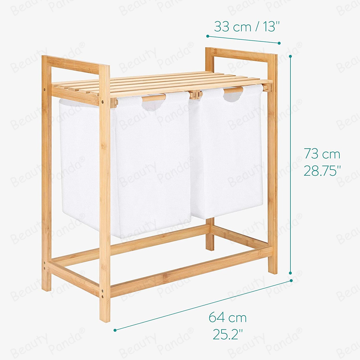 Beauty Panda Wood Foldable Laundry Basket Storage Organizer w/Removable Fabric Liner, Lid, Collapsible Laundry Hamper for Laundry Room, Bathroom, Bedroom, Holds Clothes (Bin5)