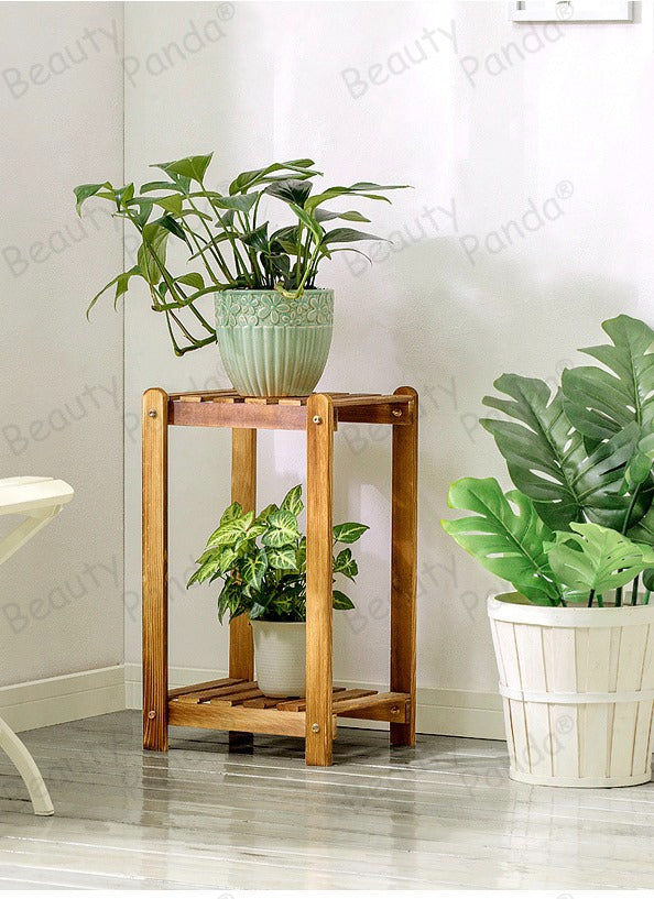 Beauty Panda Teak Wood Indoor/Outdoor Plant Stand for Home Garden Balcony Living Room Decor (T2)