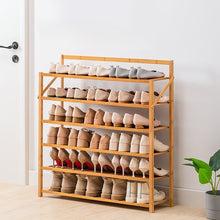 Load image into Gallery viewer, Beauty Panda® Teak Wood 6 Tier Shoe Rack, Premium Shoe Organizer SH448T, Natural Wood)
