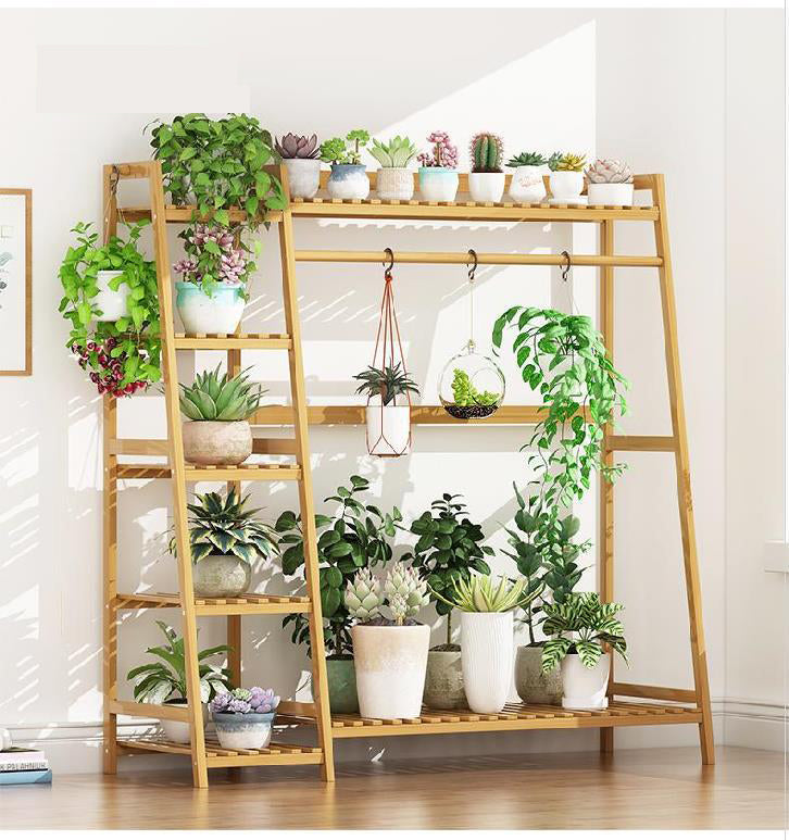 Beauty Panda Tier Teak Wood Plant Stand, Ladder Plant Stand Tiered Plant Shelf for Multiple Plants, Indoor & Outdoor Flower Pots (LSH110)
