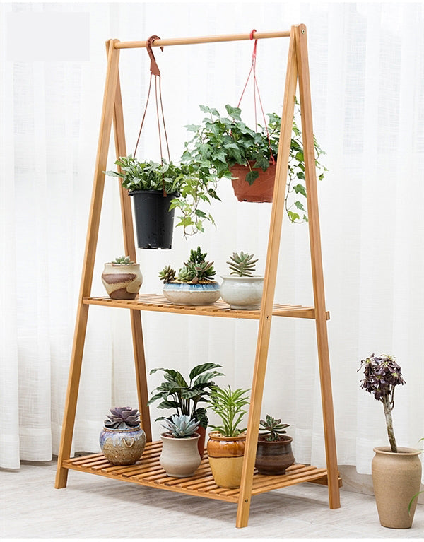 Beauty Panda Teak wood Plant/Flower Stand Rack for Indoors Balcony Terrace Garden (AS2)