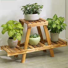 Load image into Gallery viewer, Beauty Panda Teak Wood Indoor/Outdoor Plant Stand for Home Garden Balcony Living Room Decor (A2)
