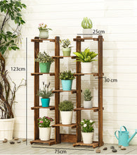 Load image into Gallery viewer, Beauty Panda® Teak Wood Multipurpose Plant Stand Indoor Outdoor Planter Display Shelving (3B11)
