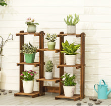 Load image into Gallery viewer, Beauty Panda® Teak Wood Multipurpose Plant Stand Indoor Outdoor Planter Display Shelving (3B8)
