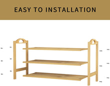 Load image into Gallery viewer, Beauty Panda Teak Wood Shoe Rack 3-Tier Shoe Storage Organizer Entryway Shoe Shelf (SH11T3)
