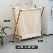Load image into Gallery viewer, Beauty Panda Wood Foldable Laundry Basket Storage Organizer, Removable Fabric Liner,Collapsible Laundry Hamper for Laundry Room, Bathroom, Bedroom, Holds Clothes (Bin2)

