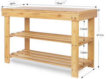 Load image into Gallery viewer, Beauty Panda® Teak Wood 2 Tier Shoe Rack Bench, Premium Shoe Organizer or Entryway Bench, Perfect for Shoe Cubby, Entry Bench, or Living Room (SH03)
