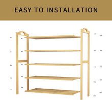 Load image into Gallery viewer, Beauty Panda Teak Wood Shoe Rack 5-Tier Shoe Storage Organizer Entryway Shoe Shelf (SH11T5)
