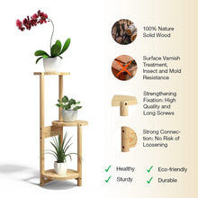 Load image into Gallery viewer, Beauty Panda Teak Wood Indoor/Outdoor Plant Stand for Home Garden Balcony Living Room Decor (TR1)
