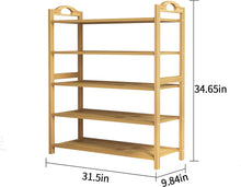 Load image into Gallery viewer, Beauty Panda Teak Wood Shoe Rack 5-Tier Shoe Storage Organizer Entryway Shoe Shelf (SH11T5)
