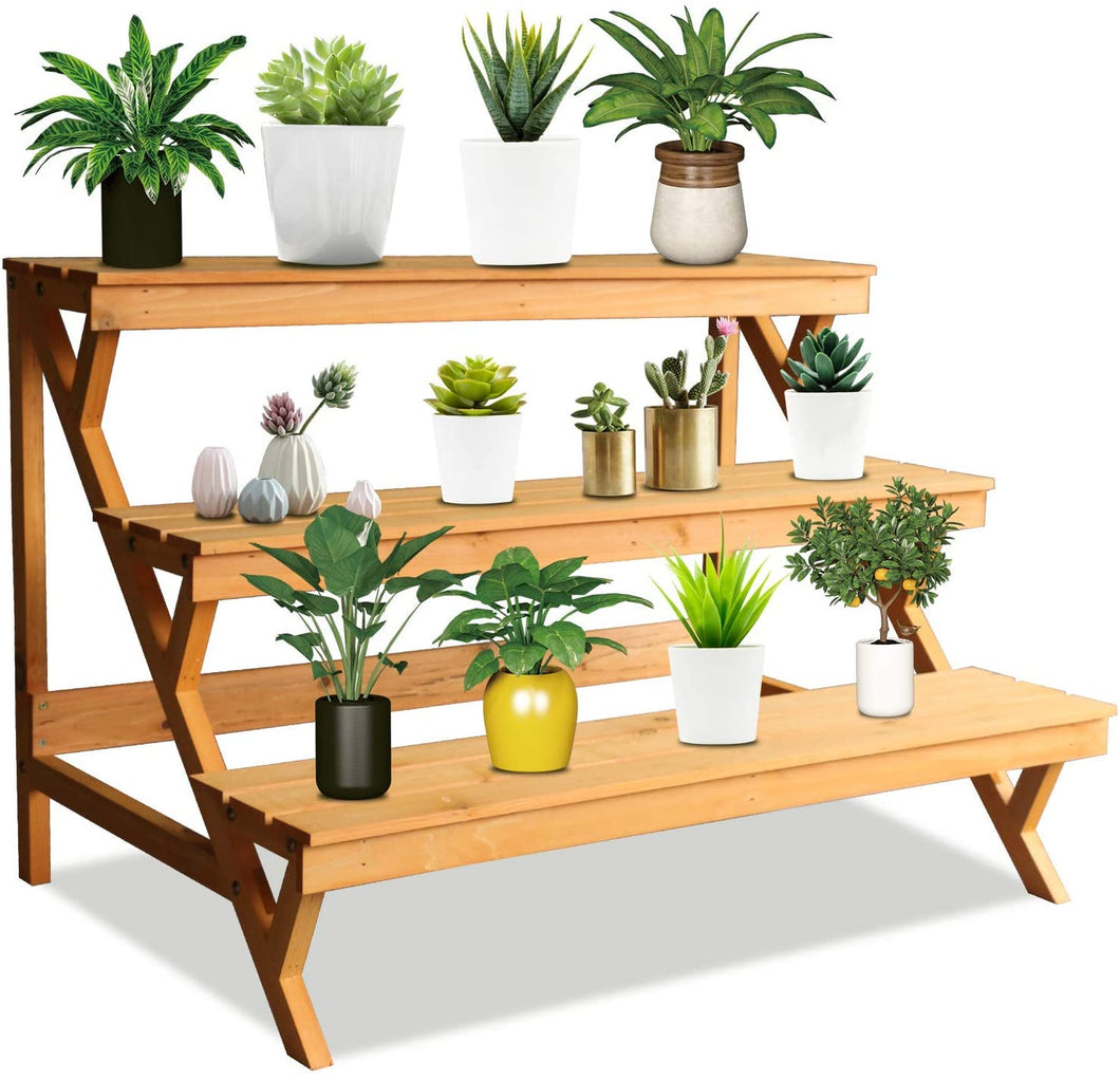 Beauty Panda® Teak Wood Multipurpose Plant Stand Indoor Outdoor Planter Display Shelving (STP3)