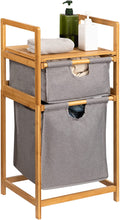 Load image into Gallery viewer, Beauty Panda Teak wood  Freestanding Laundry Storage Basket, Household Laundry Basket with Shelf, Laundry Storage Rack Dormitory (Bin11)
