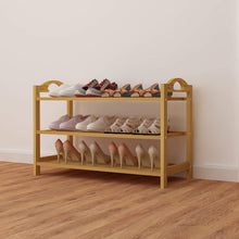 Load image into Gallery viewer, Beauty Panda Teak Wood Shoe Rack 3-Tier Shoe Storage Organizer Entryway Shoe Shelf (SH11T3)
