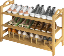 Load image into Gallery viewer, Beauty Panda Teak Wood Shoe Rack 3-Tier Shoe Storage Organizer Entryway Shoe Shelf (SH11T3)
