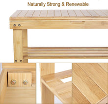 Load image into Gallery viewer, Beauty Panda® Teak Wood 2 Tier Shoe Rack Bench, Premium Shoe Organizer or Entryway Bench, Perfect for Shoe Cubby, Entry Bench, or Living Room (SH03)
