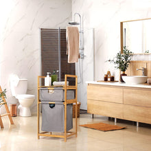 Load image into Gallery viewer, Beauty Panda Teak wood  Freestanding Laundry Storage Basket, Household Laundry Basket with Shelf, Laundry Storage Rack Dormitory (Bin11)
