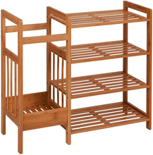 Load image into Gallery viewer, Beauty Panda® Teak Wood 4 Tier Shoe Rack Bench, Premium Shoe Organizer or Entryway Bench, Perfect for Shoe Cubby, Entry Bench, or Living Room (SH04)
