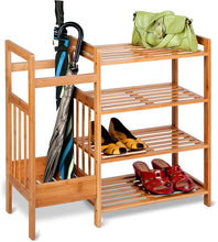 Load image into Gallery viewer, Beauty Panda® Teak Wood 4 Tier Shoe Rack Bench, Premium Shoe Organizer or Entryway Bench, Perfect for Shoe Cubby, Entry Bench, or Living Room (SH04)
